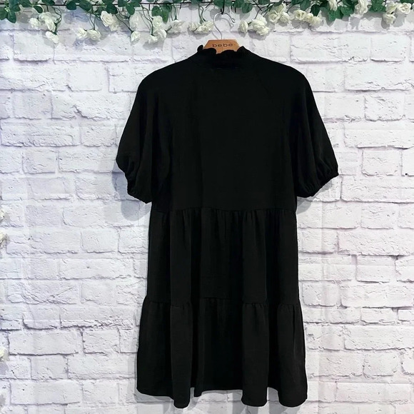 CeCe Black Split‎ V Neck Tiered Short Sleeve Dress Size Small - Picture 3 of 10